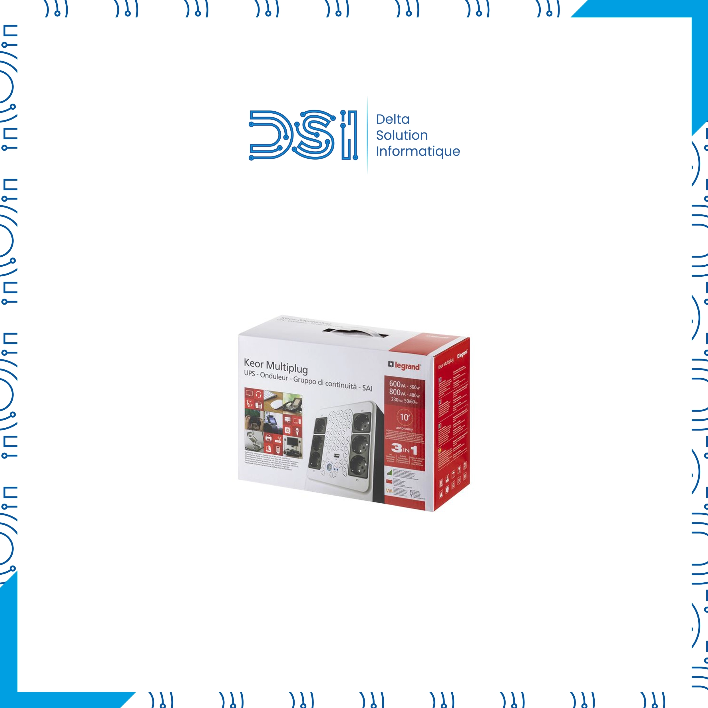 Onduleur Legrand Keor Multiplug 800VA – 800 VA / 480 W – USB & AVR